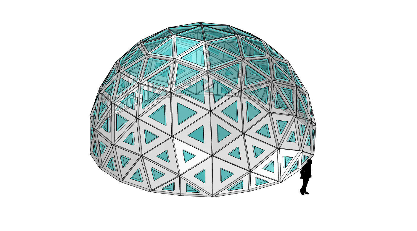 Geodesic Dome with Dynamic Perforations and glass panels 3D model_71