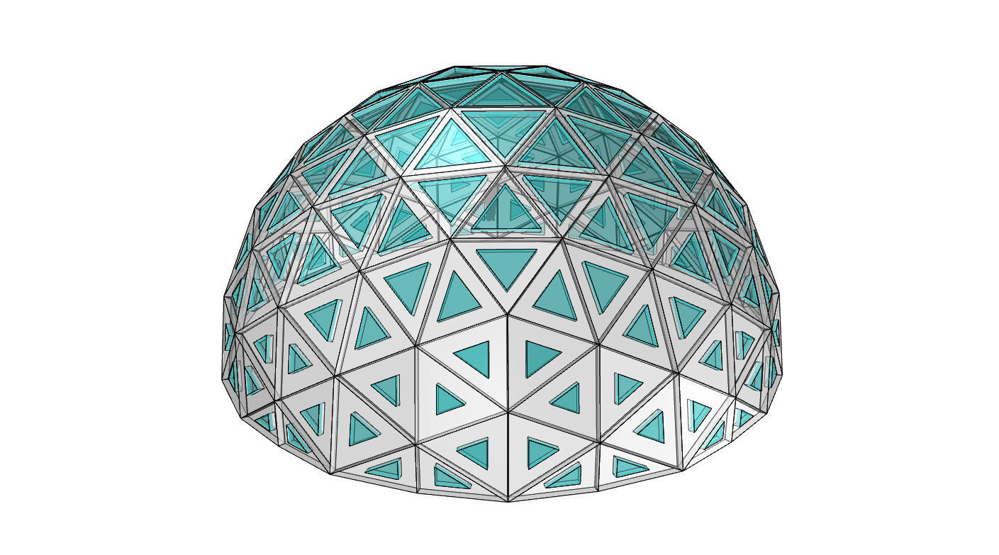 Geodesic Dome with Dynamic Perforations and glass panels 3D model_39