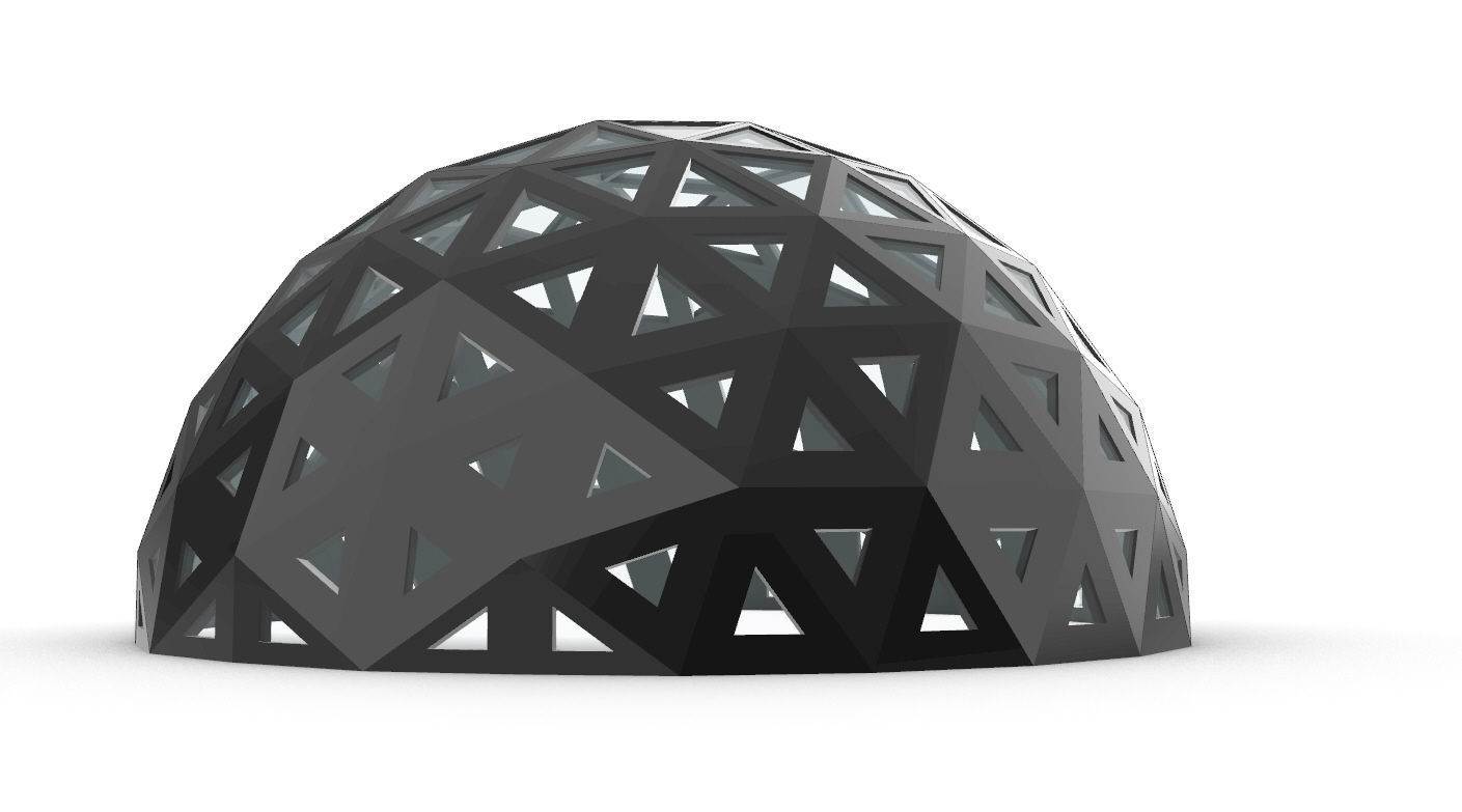Geodesic Dome with Dynamic Perforations and glass panels 3D model_48