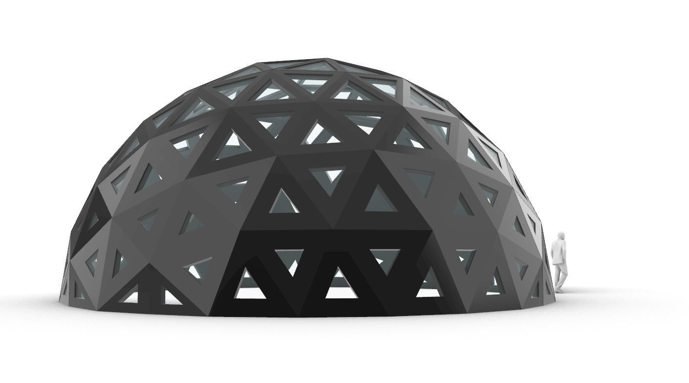 Geodesic Dome with Dynamic Perforations and glass panels 3D model_52