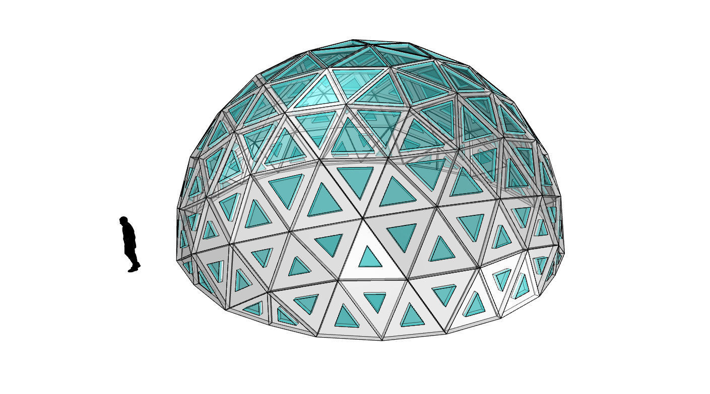 Geodesic Dome with Dynamic Perforations and glass panels 3D model_15