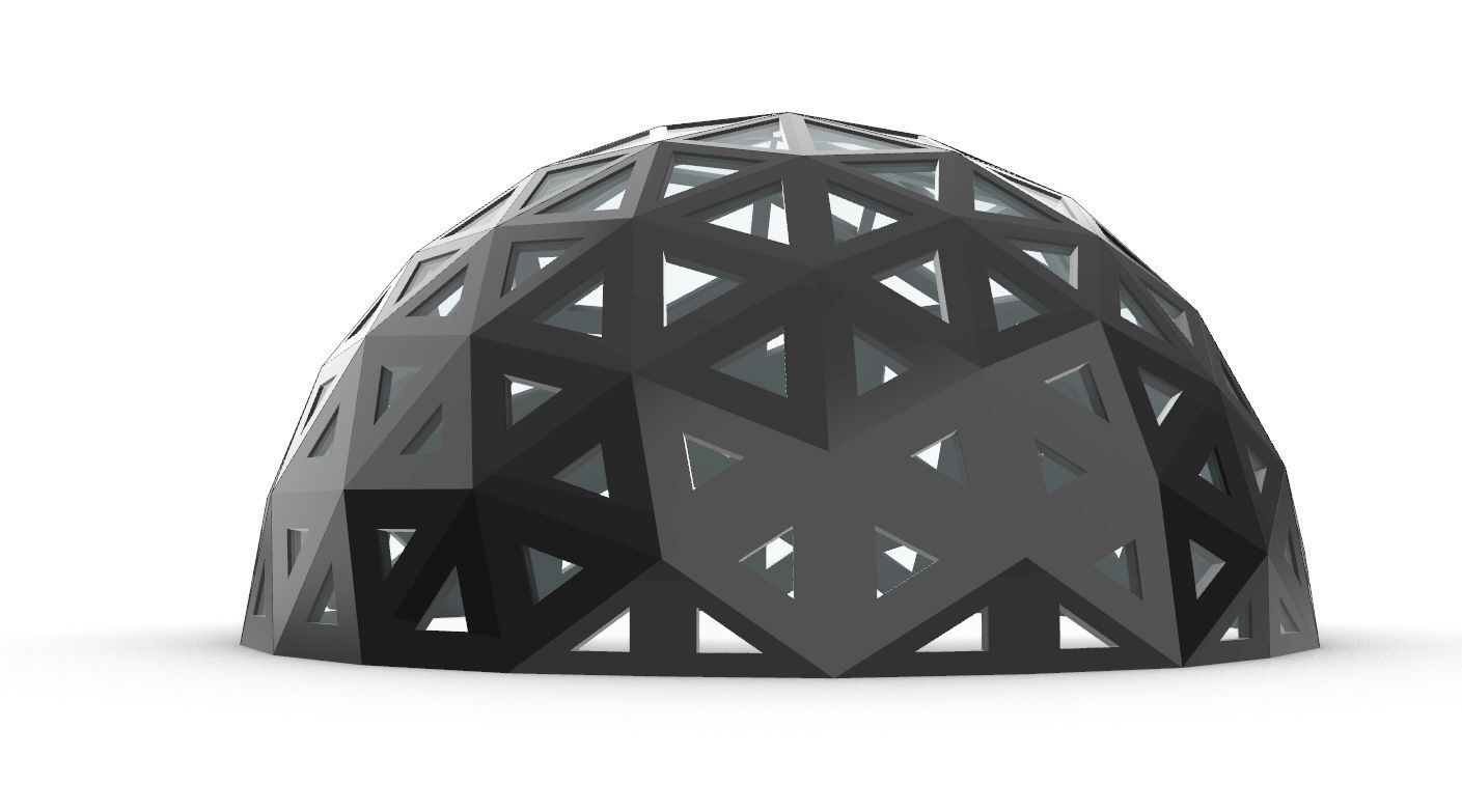 Geodesic Dome with Dynamic Perforations and glass panels 3D model_28