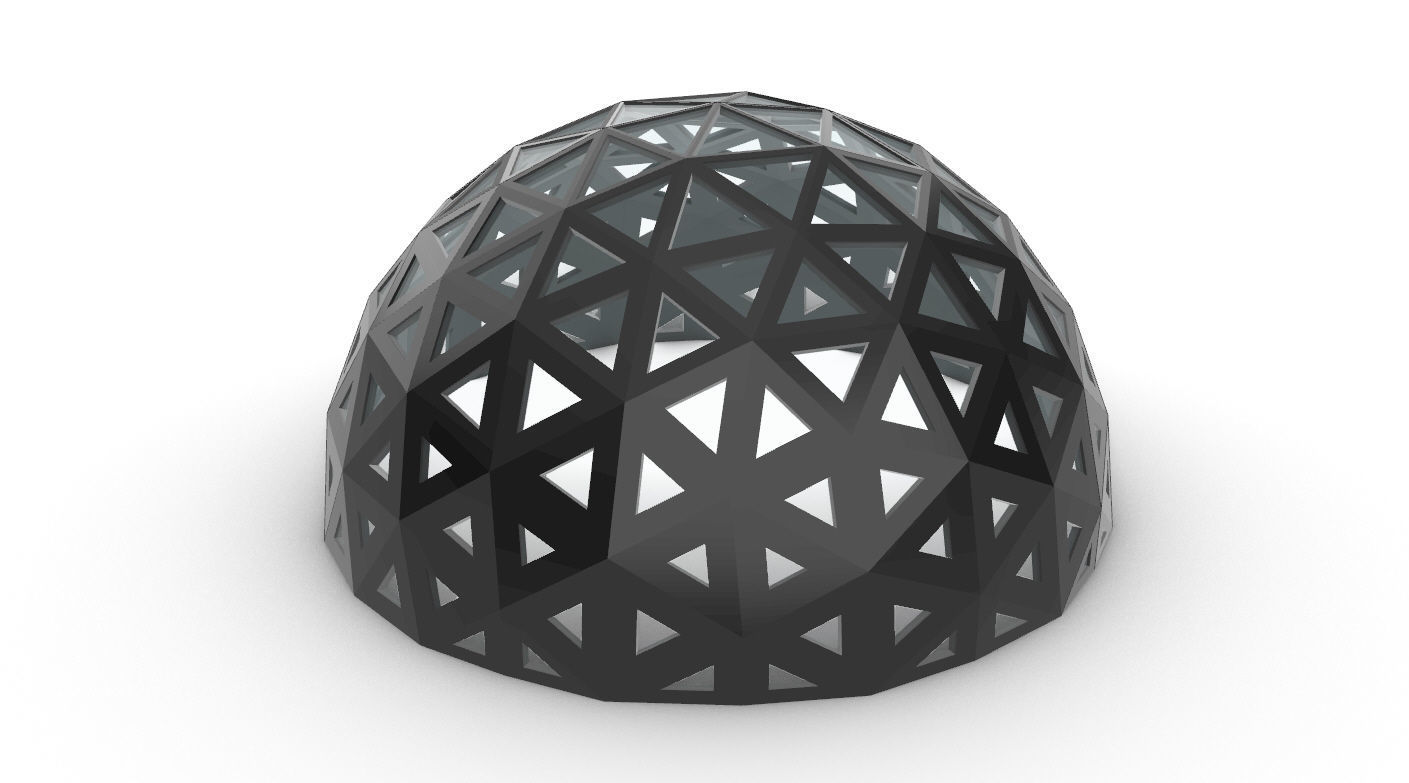Geodesic Dome with Dynamic Perforations and glass panels 3D model_33