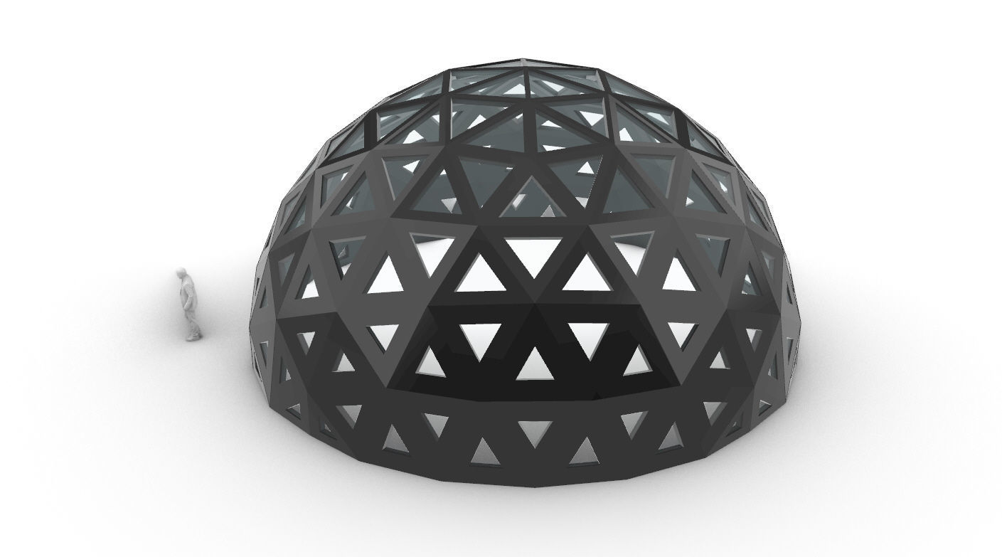 Geodesic Dome with Dynamic Perforations and glass panels 3D model_17