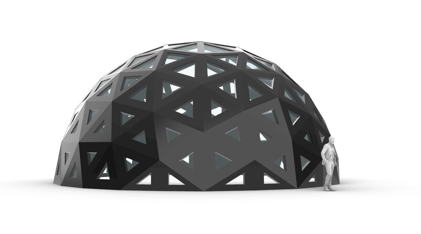 Geodesic Dome with Dynamic Perforations and glass panels 3D model_68