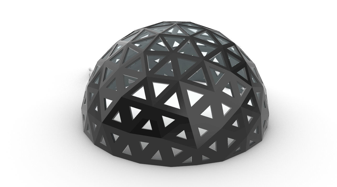 Geodesic Dome with Dynamic Perforations and glass panels 3D model_25