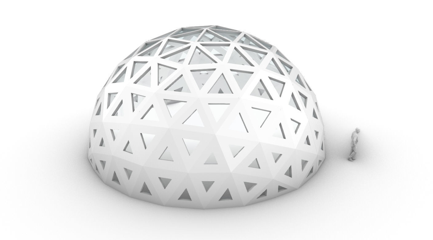 Geodesic Dome with Dynamic Perforations and glass panels 3D model_62