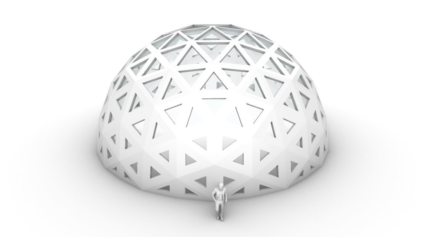 Geodesic Dome with Dynamic Perforations and glass panels 3D model_78
