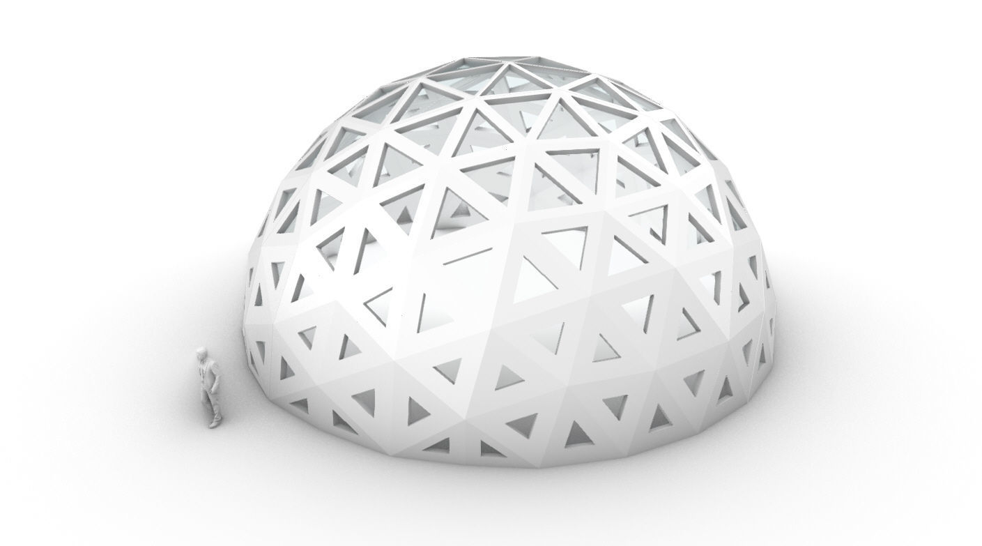 Geodesic Dome with Dynamic Perforations and glass panels 3D model_10