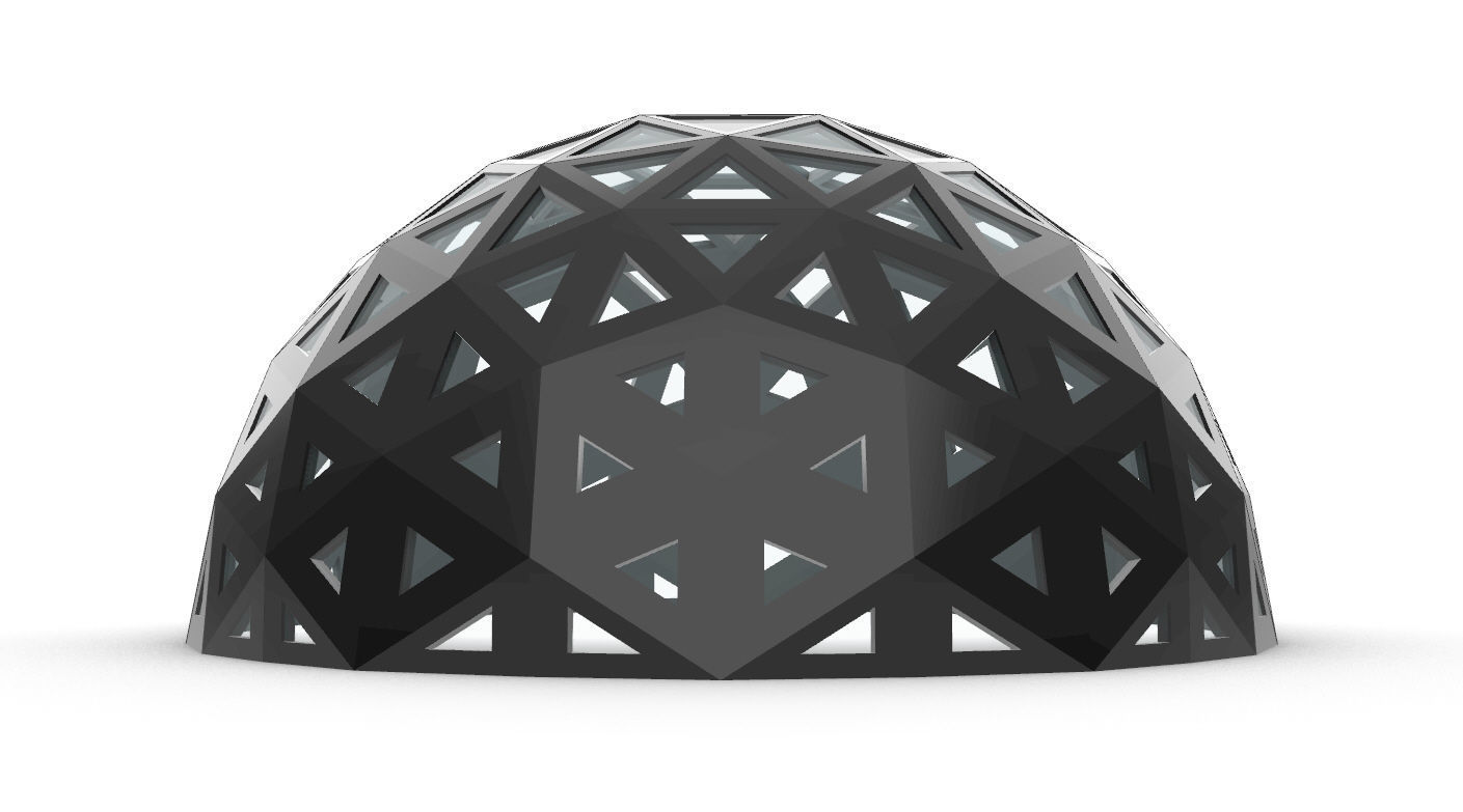 Geodesic Dome with Dynamic Perforations and glass panels 3D model_36