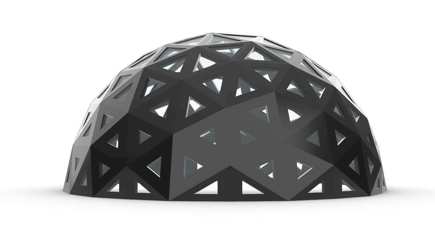 Geodesic Dome with Dynamic Perforations and glass panels 3D model_32