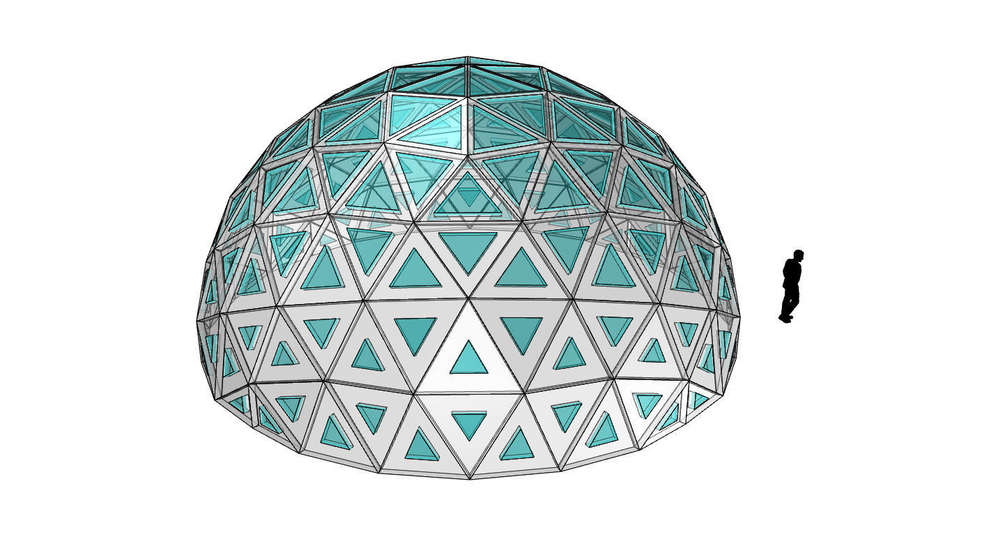 Geodesic Dome with Dynamic Perforations and glass panels 3D model_59