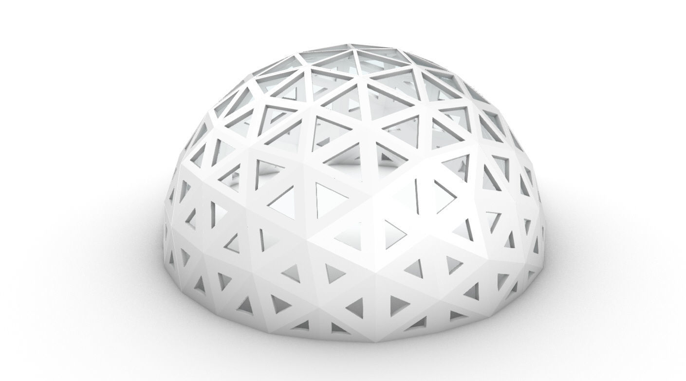 Geodesic Dome with Dynamic Perforations and glass panels 3D model_30