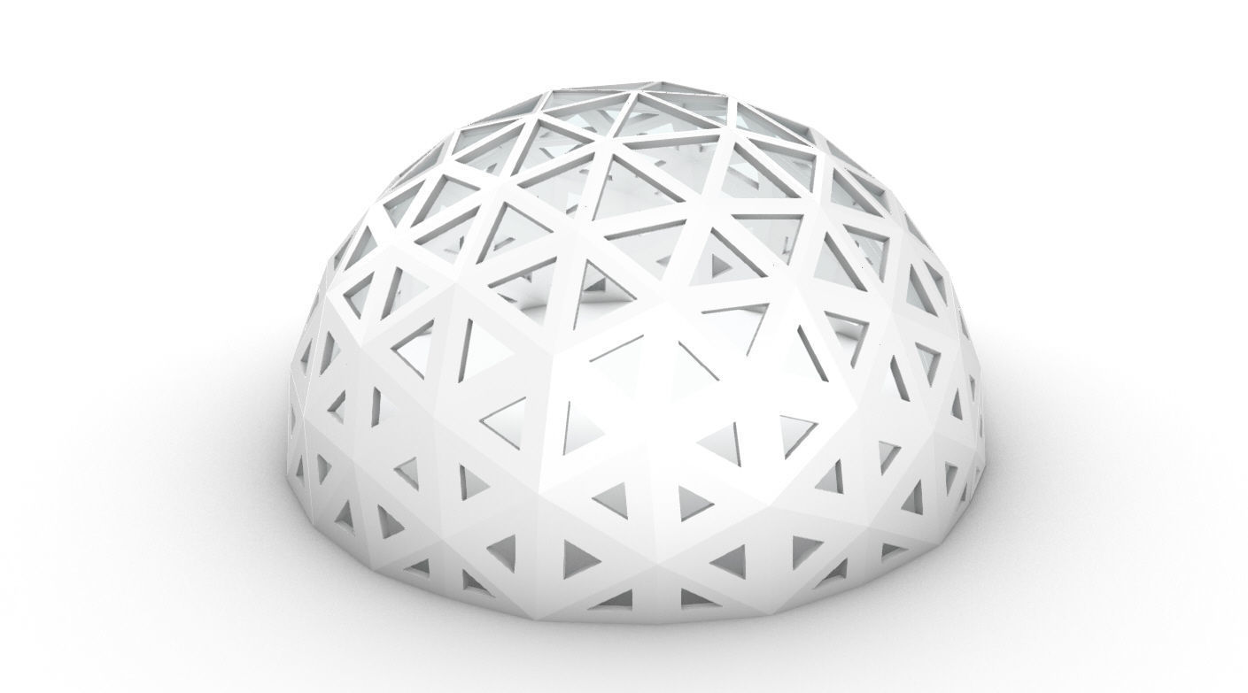 Geodesic Dome with Dynamic Perforations and glass panels 3D model_34