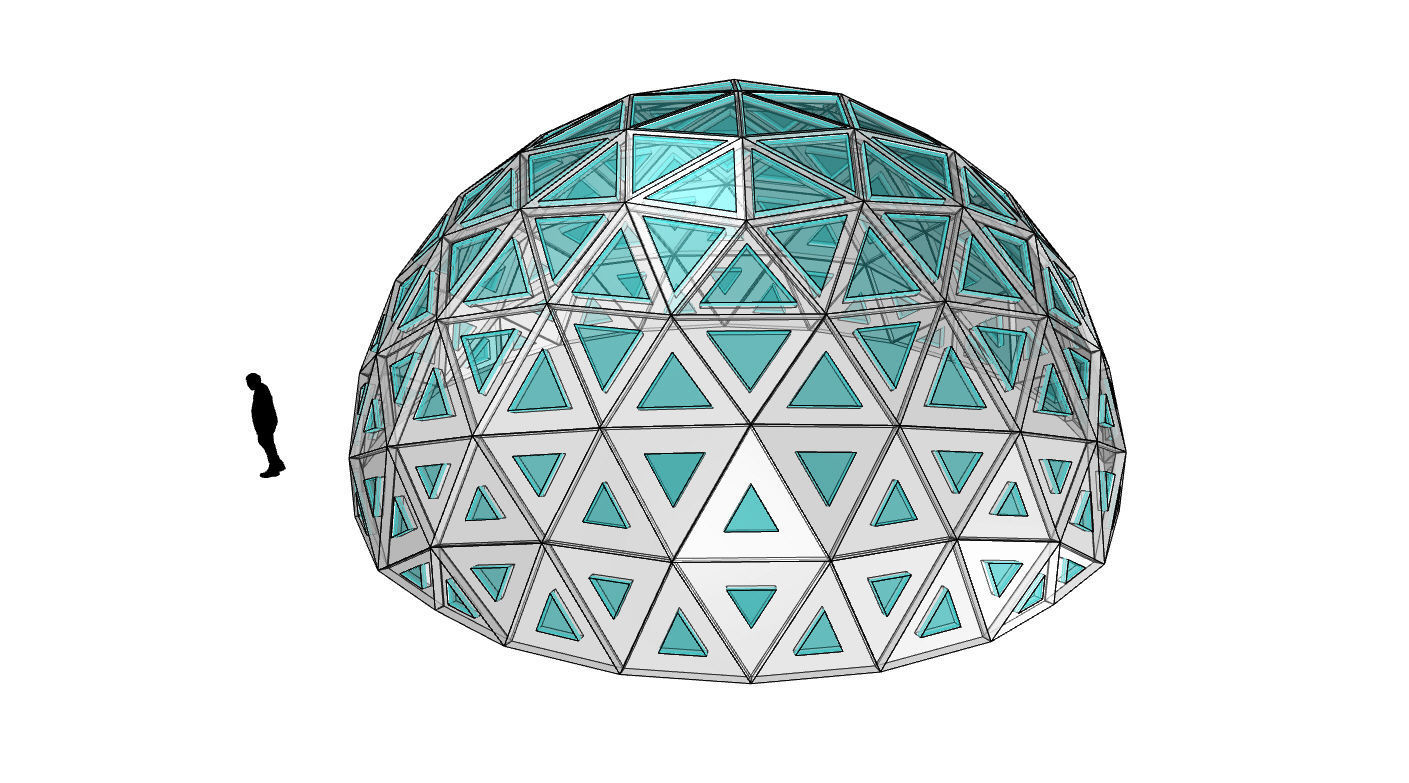 Geodesic Dome with Dynamic Perforations and glass panels 3D model_19