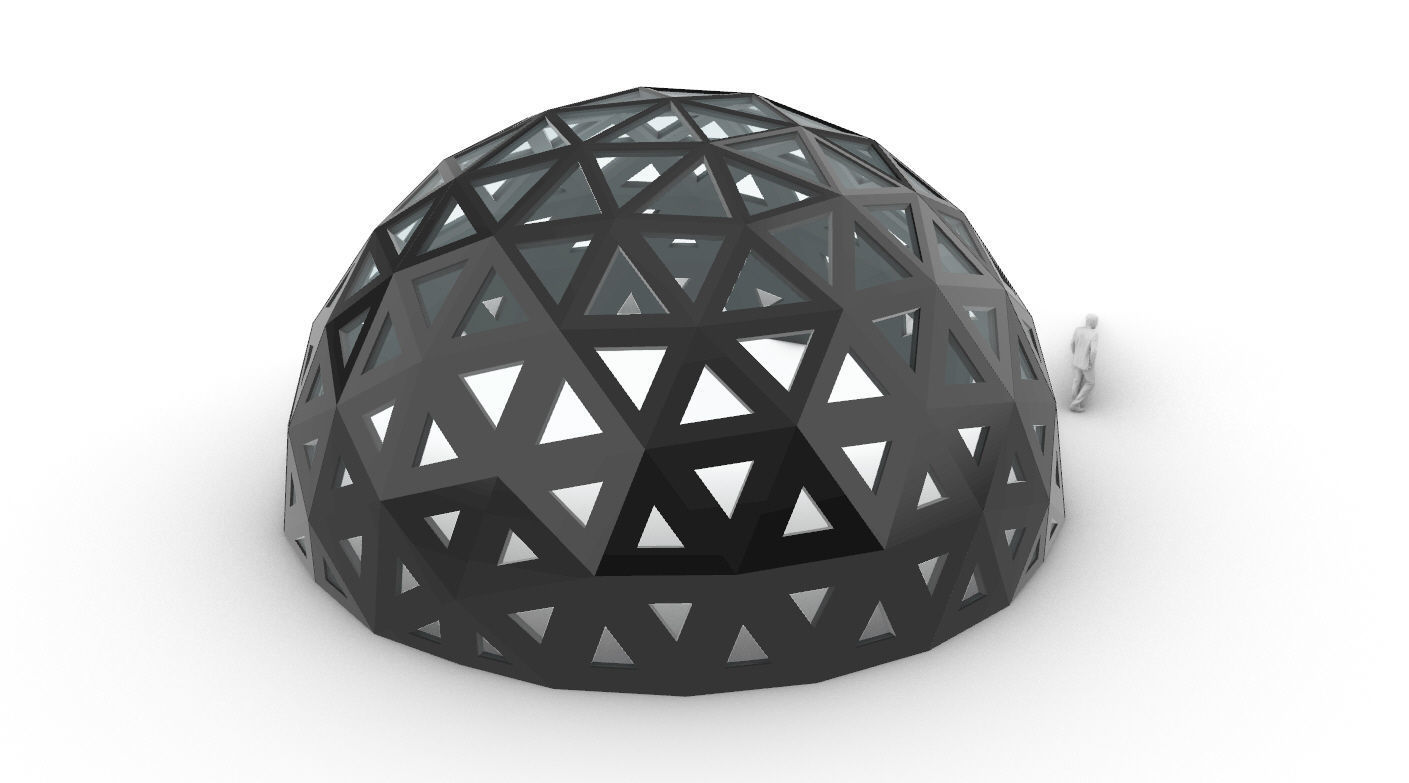 Geodesic Dome with Dynamic Perforations and glass panels 3D model_53