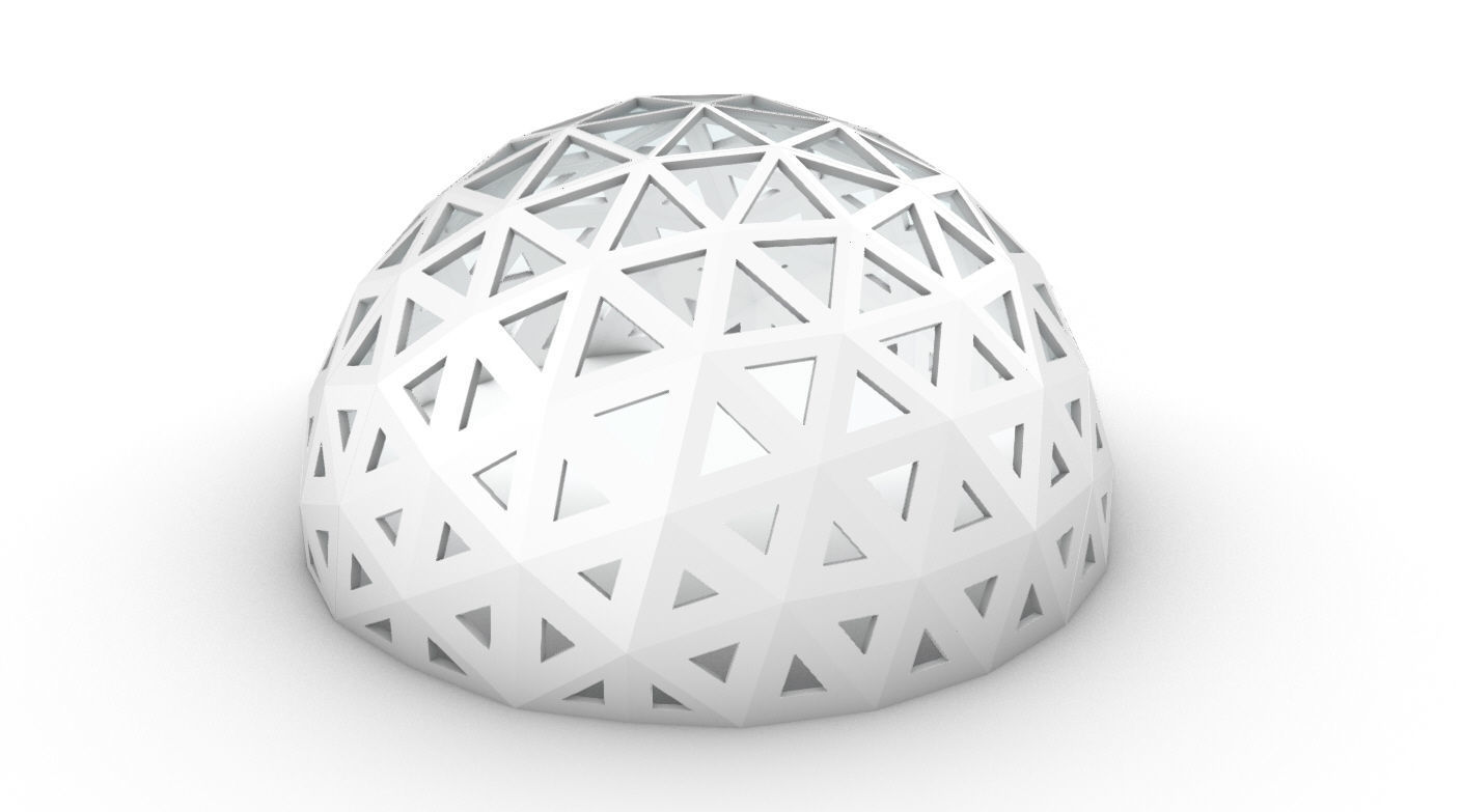 Geodesic Dome with Dynamic Perforations and glass panels 3D model_50