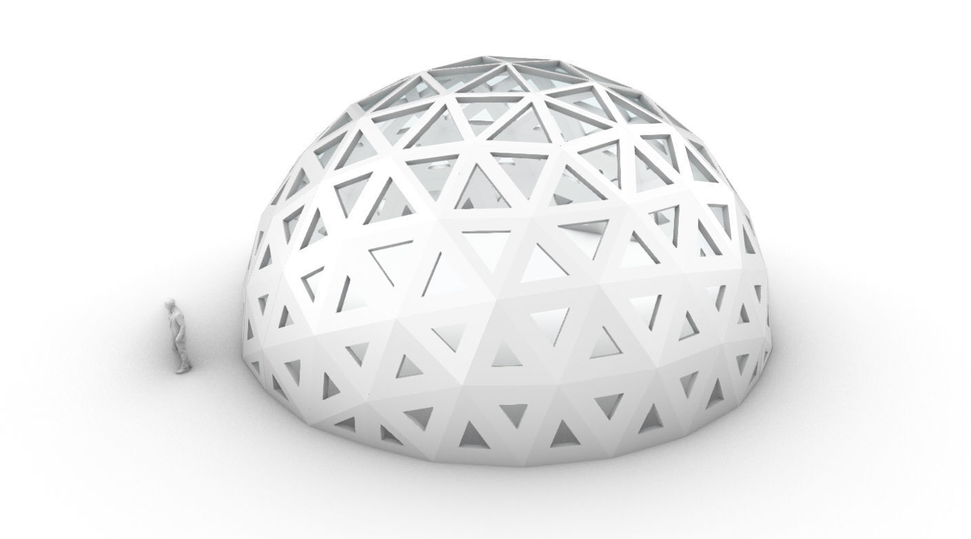 Geodesic Dome with Dynamic Perforations and glass panels 3D model_14