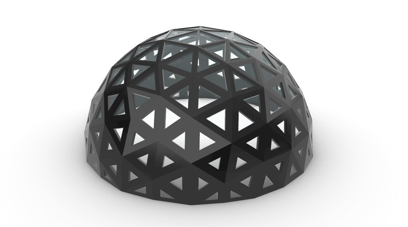 Geodesic Dome with Dynamic Perforations and glass panels 3D model_45