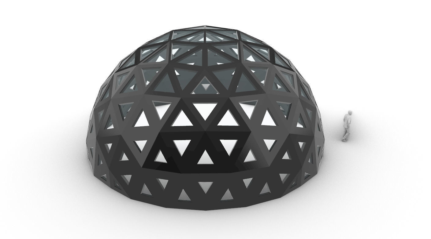 Geodesic Dome with Dynamic Perforations and glass panels 3D model_57