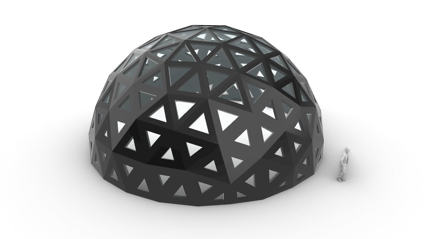 Geodesic Dome with Dynamic Perforations and glass panels 3D model_65