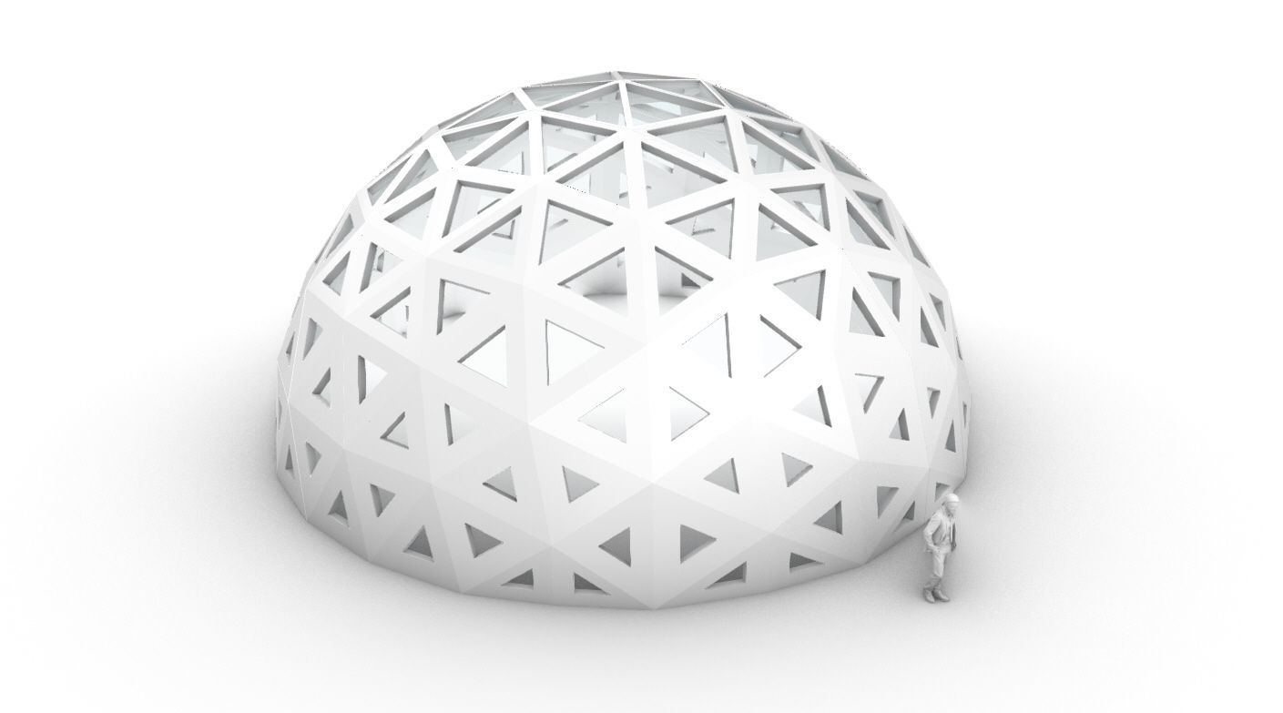 Geodesic Dome with Dynamic Perforations and glass panels 3D model_70