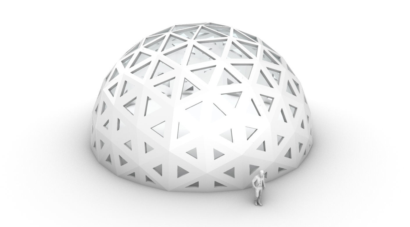 Geodesic Dome with Dynamic Perforations and glass panels 3D model_74