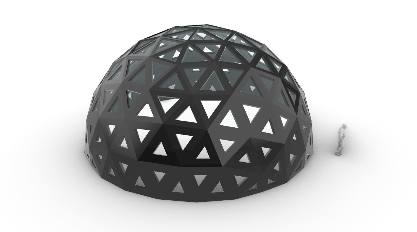 Geodesic Dome with Dynamic Perforations and glass panels 3D model_61