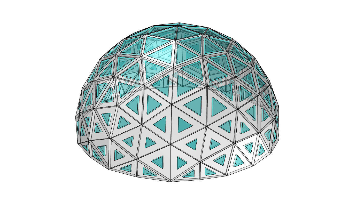 Geodesic Dome with Dynamic Perforations and glass panels 3D model_47
