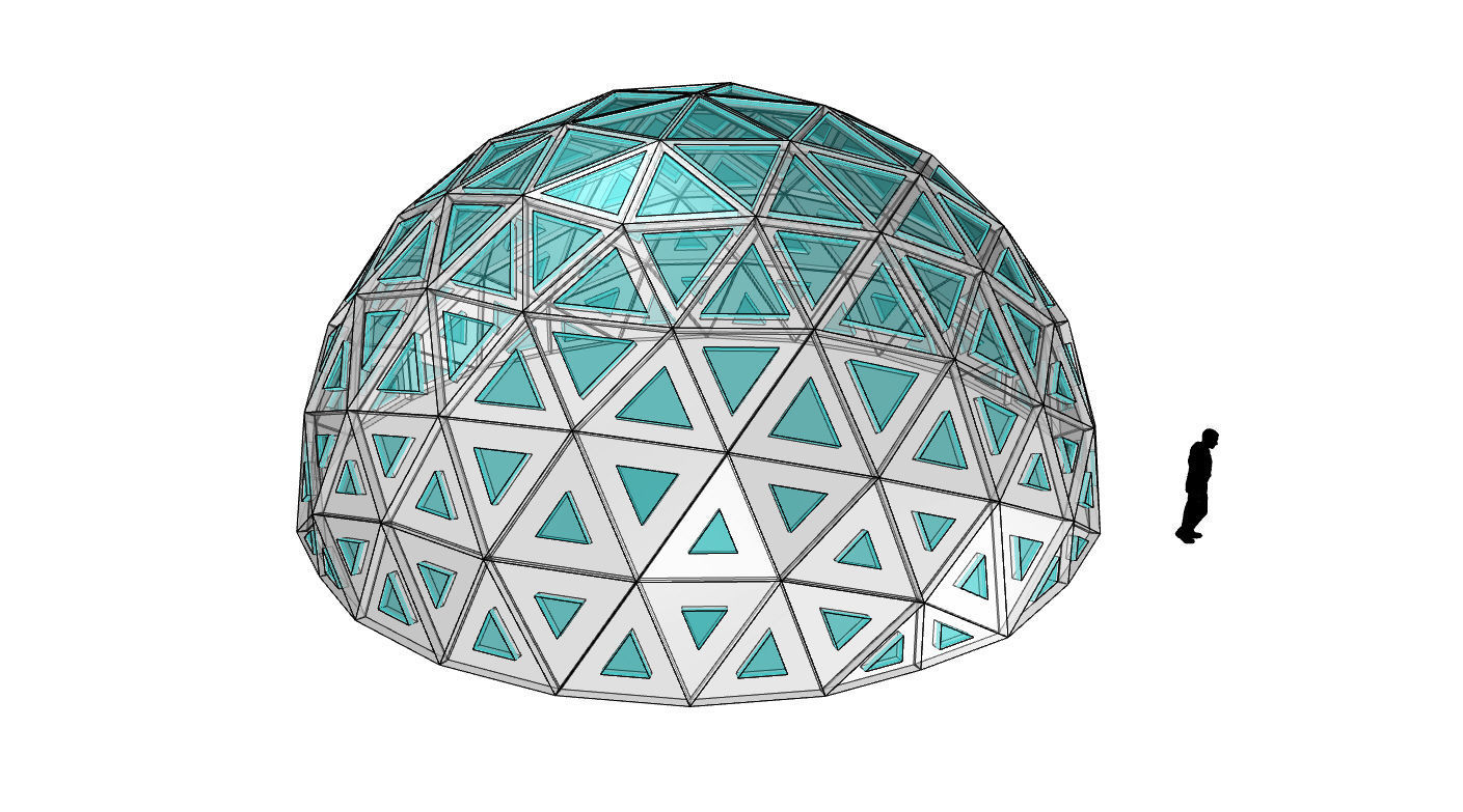 Geodesic Dome with Dynamic Perforations and glass panels 3D model_63