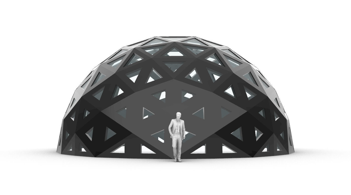 Geodesic Dome with Dynamic Perforations and glass panels 3D model_76