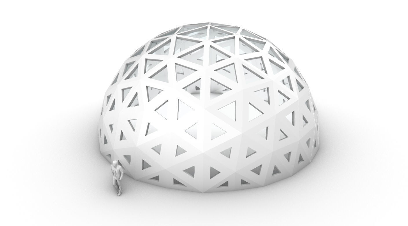 Geodesic Dome with Dynamic Perforations and glass panels 3D model_6