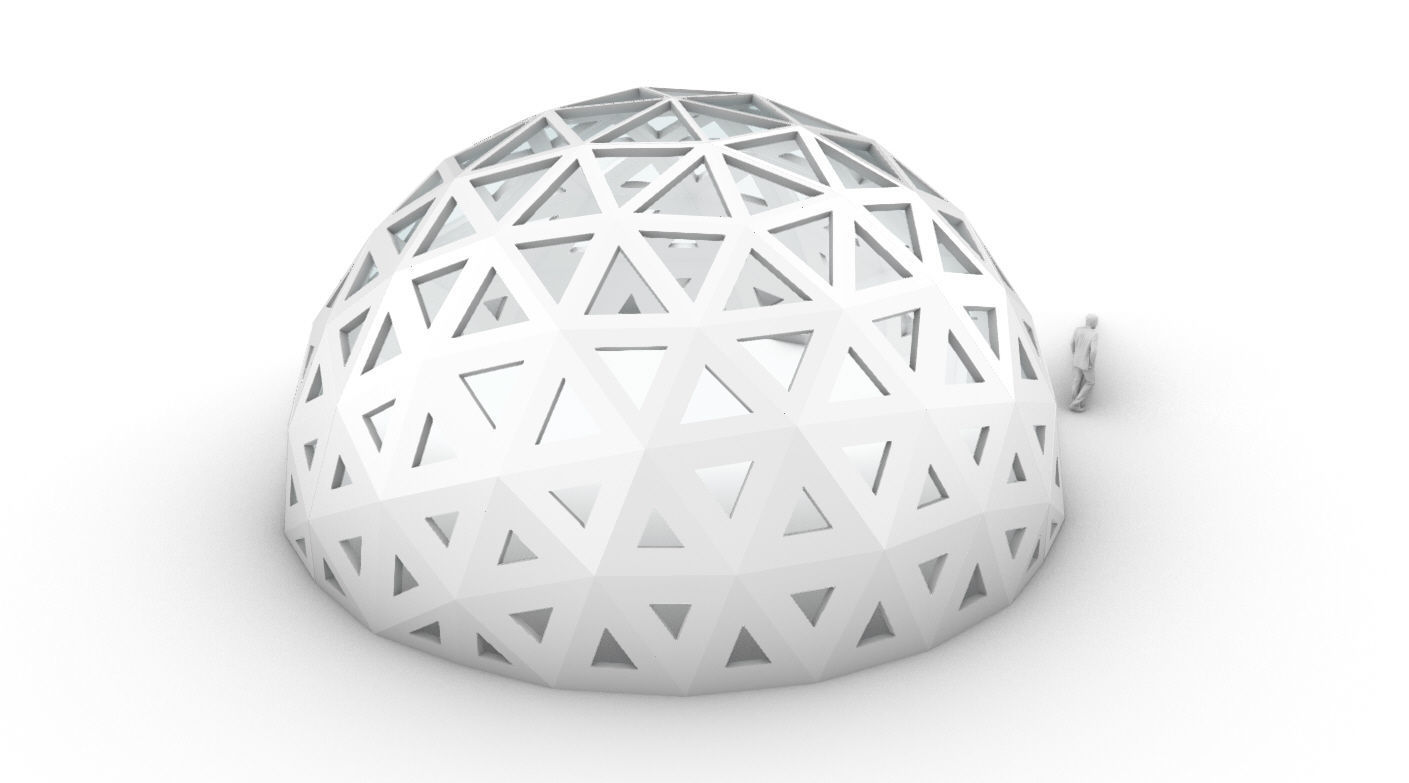 Geodesic Dome with Dynamic Perforations and glass panels 3D model_54
