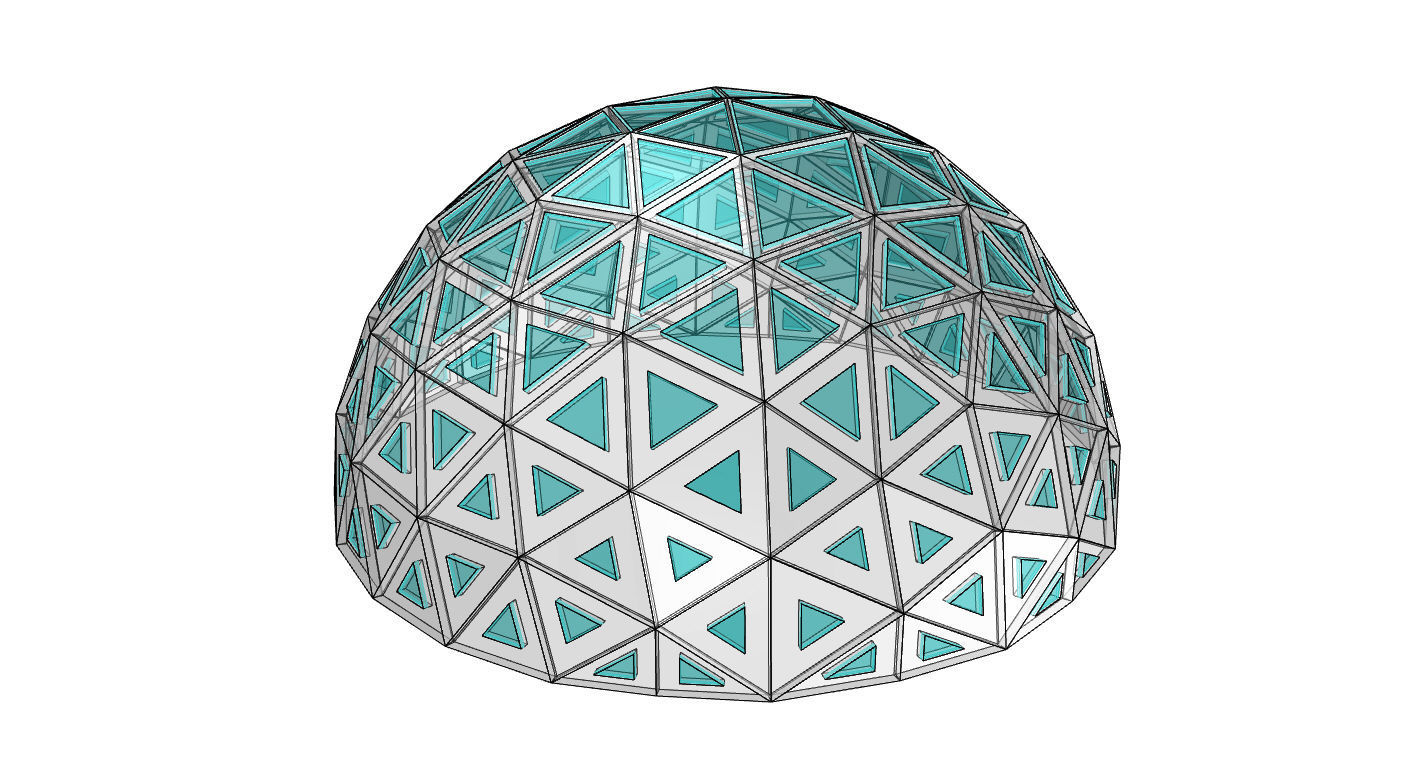 Geodesic Dome with Dynamic Perforations and glass panels 3D model_31
