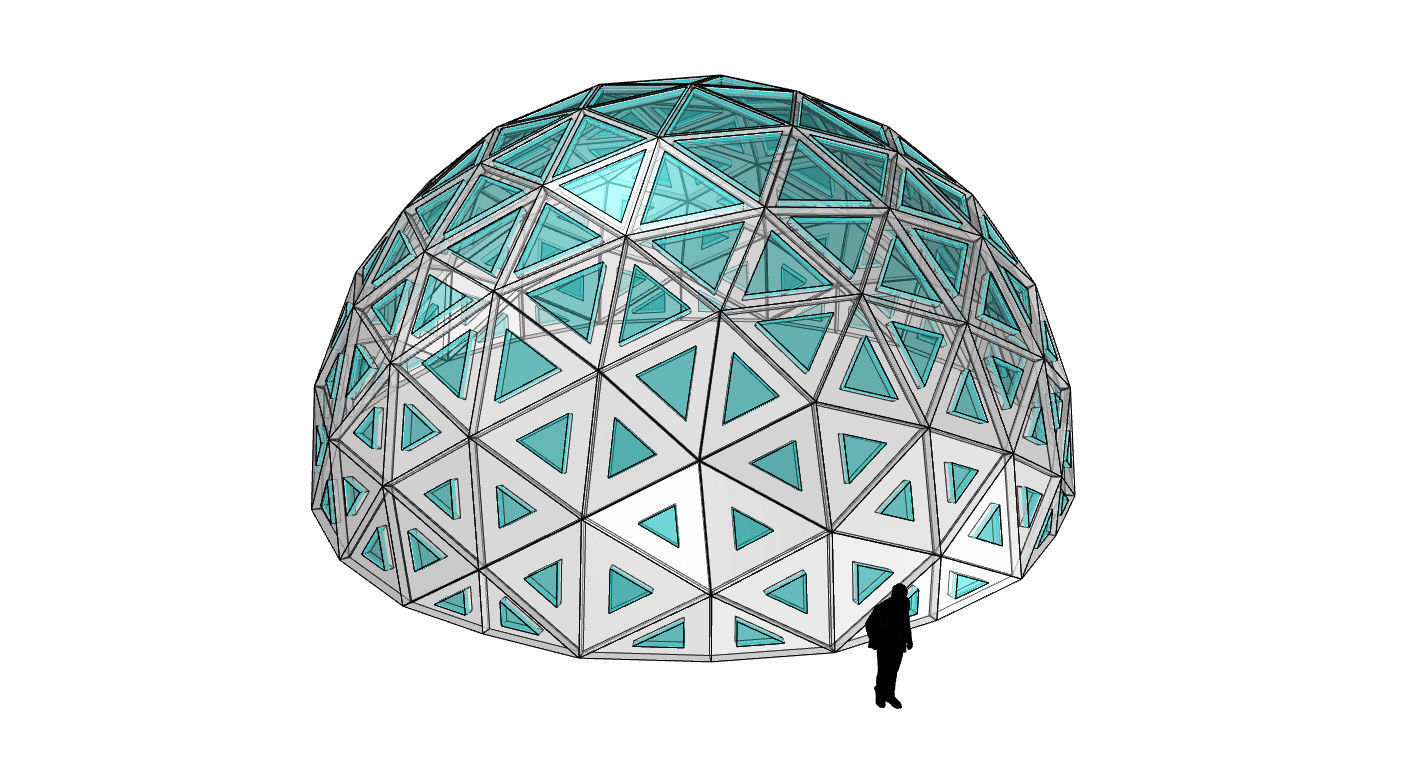 Geodesic Dome with Dynamic Perforations and glass panels 3D model_75