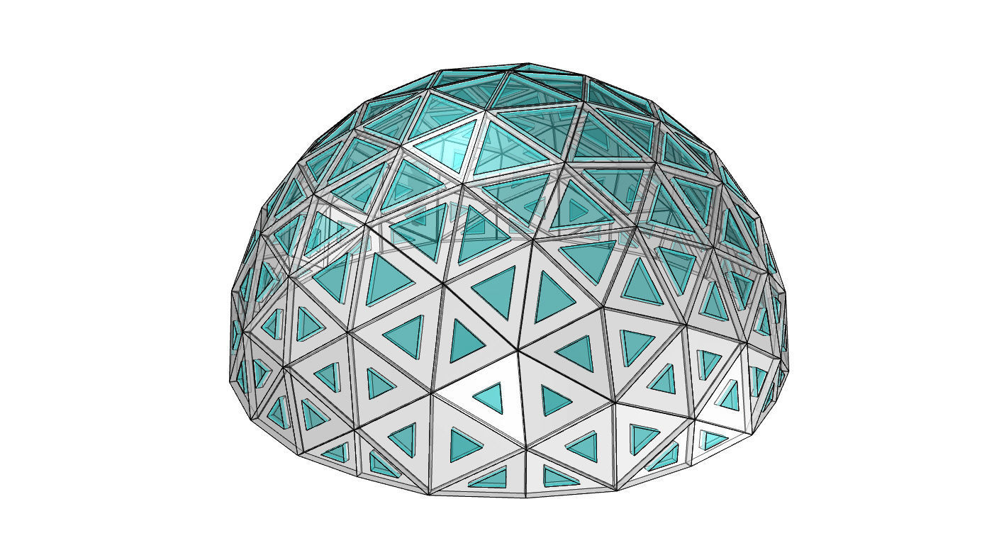 Geodesic Dome with Dynamic Perforations and glass panels 3D model_35