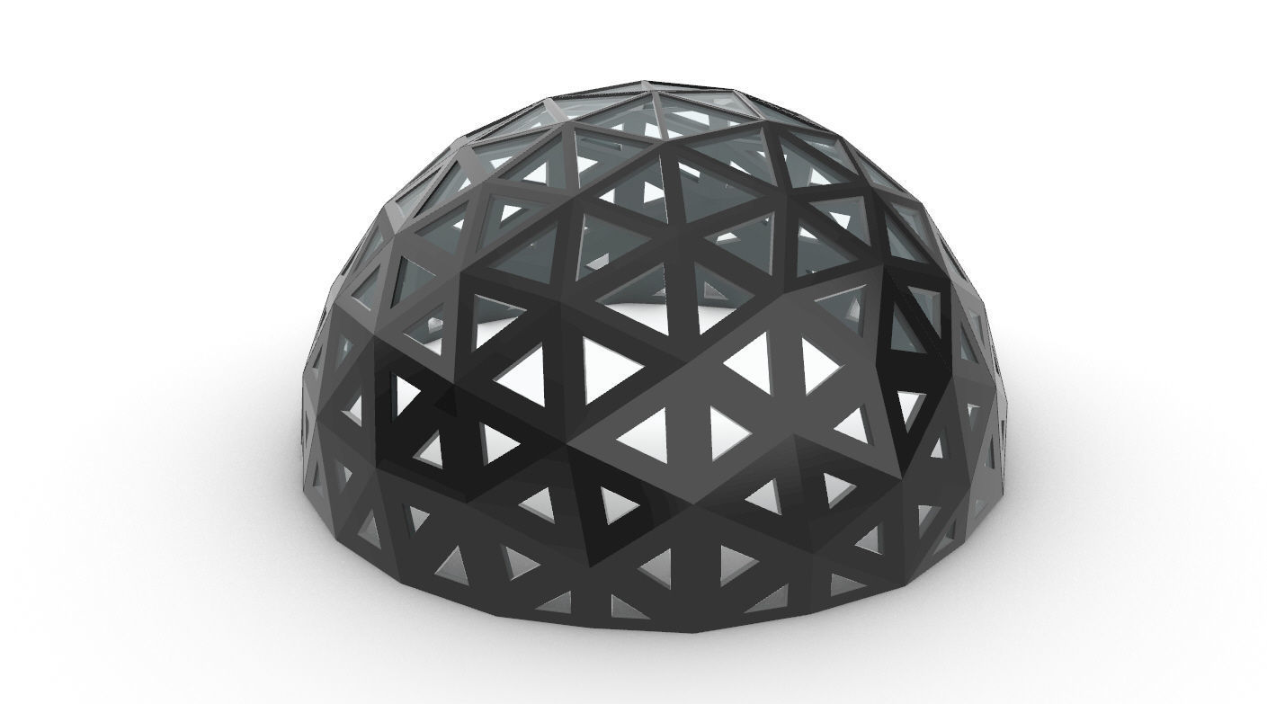 Geodesic Dome with Dynamic Perforations and glass panels 3D model_29