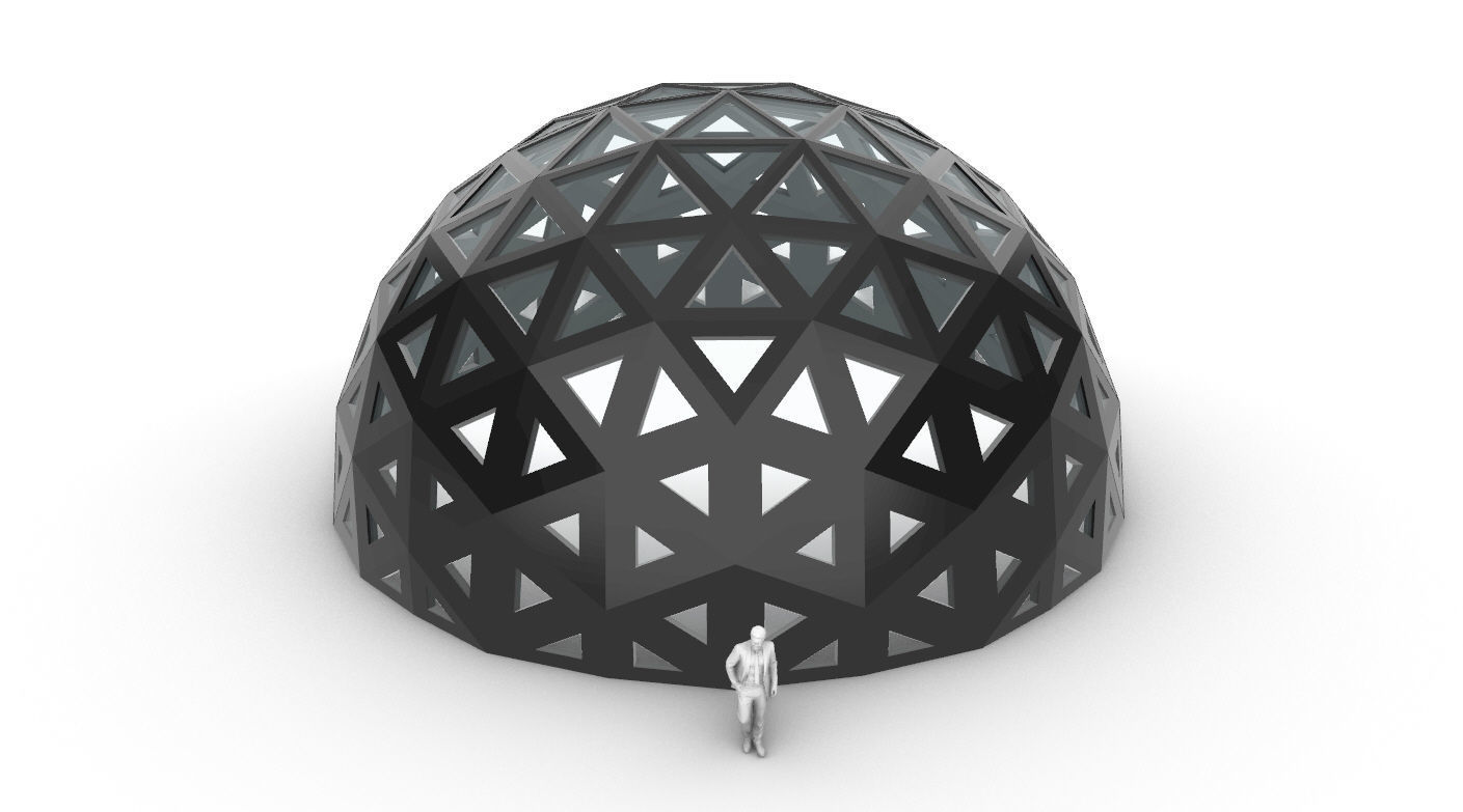 Geodesic Dome with Dynamic Perforations and glass panels 3D model_77