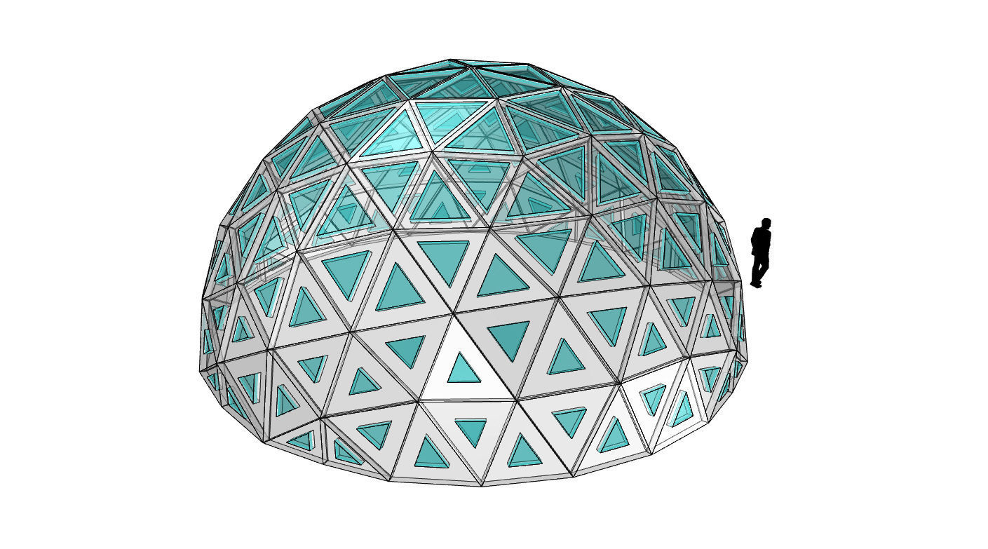 Geodesic Dome with Dynamic Perforations and glass panels 3D model_55