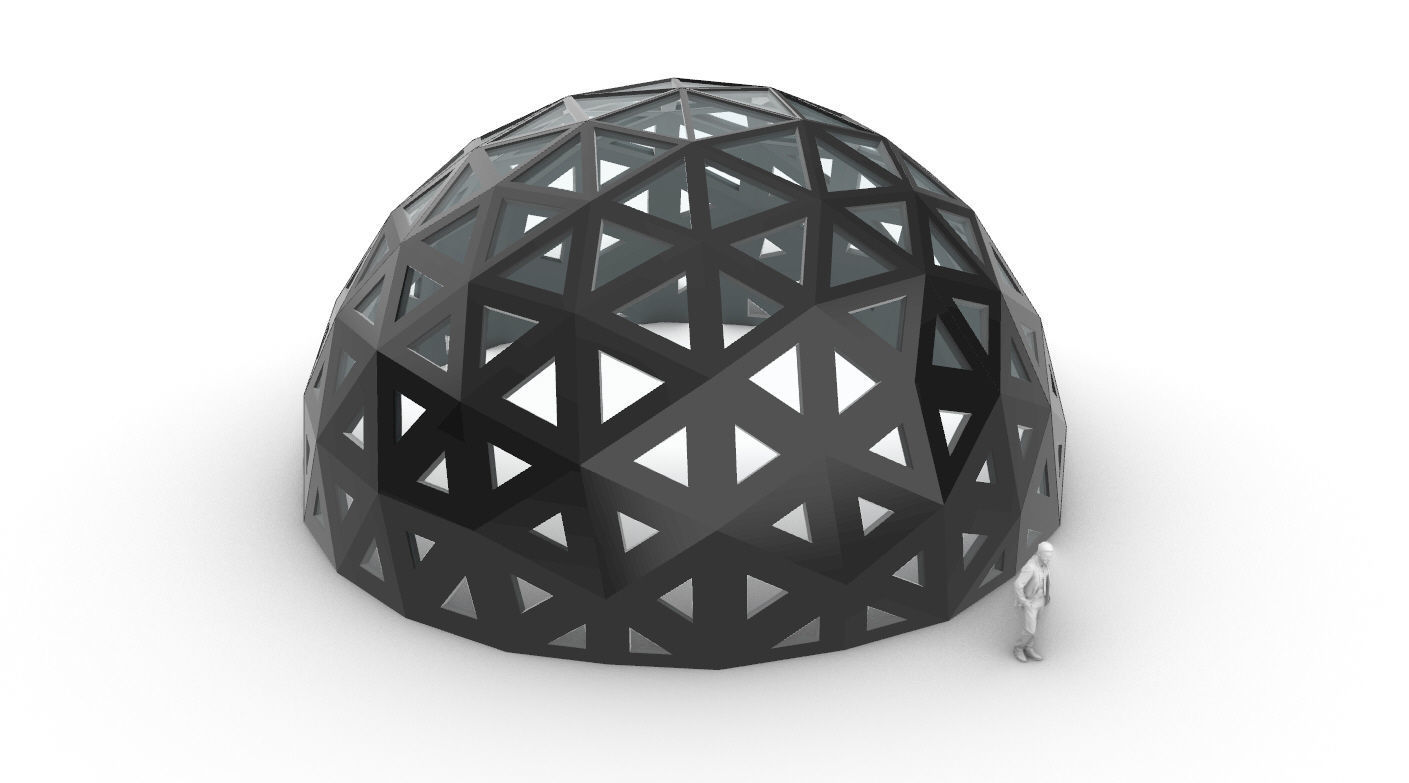 Geodesic Dome with Dynamic Perforations and glass panels 3D model_69