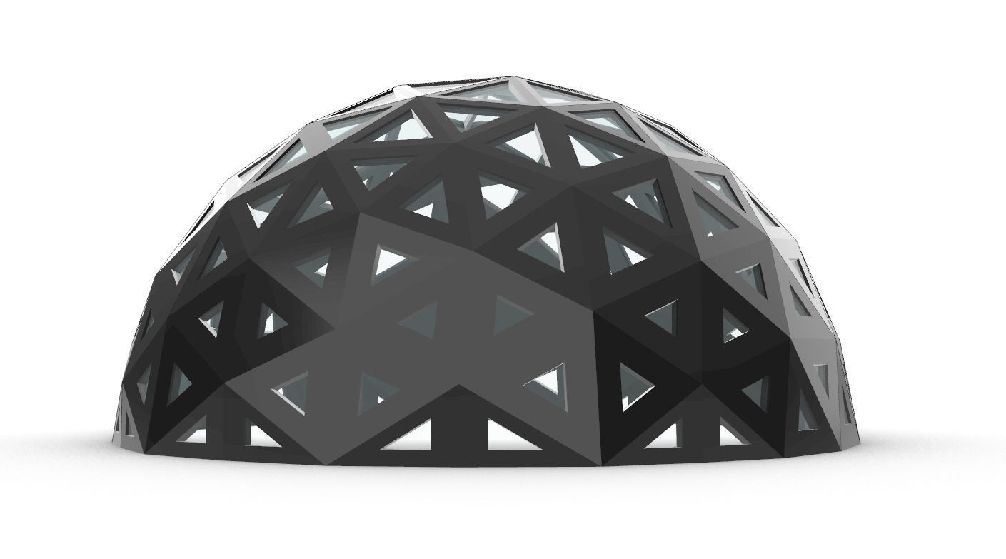 Geodesic Dome with Dynamic Perforations and glass panels 3D model_40
