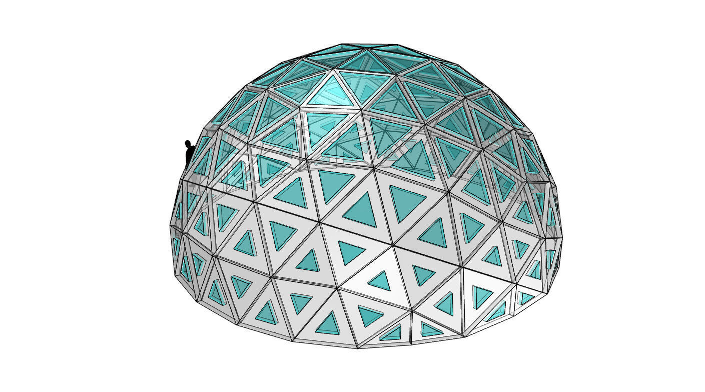Geodesic Dome with Dynamic Perforations and glass panels 3D model_27