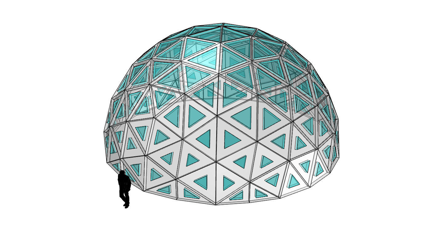 Geodesic Dome with Dynamic Perforations and glass panels 3D model_7