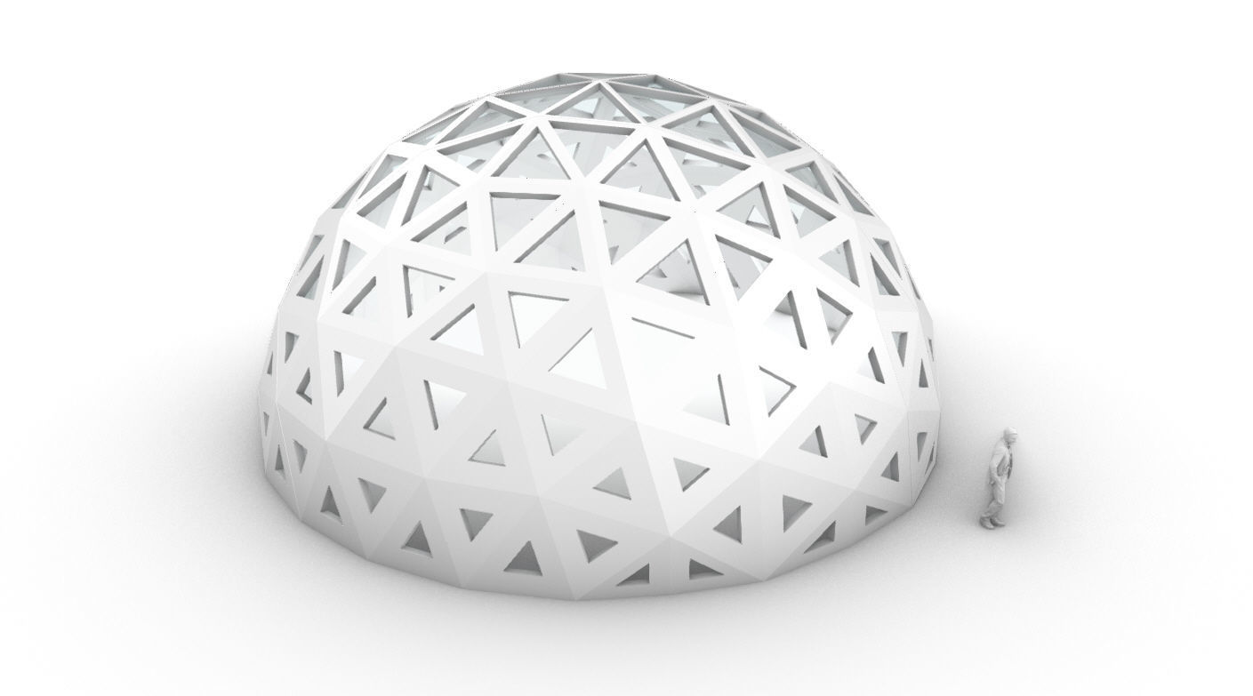 Geodesic Dome with Dynamic Perforations and glass panels 3D model_66