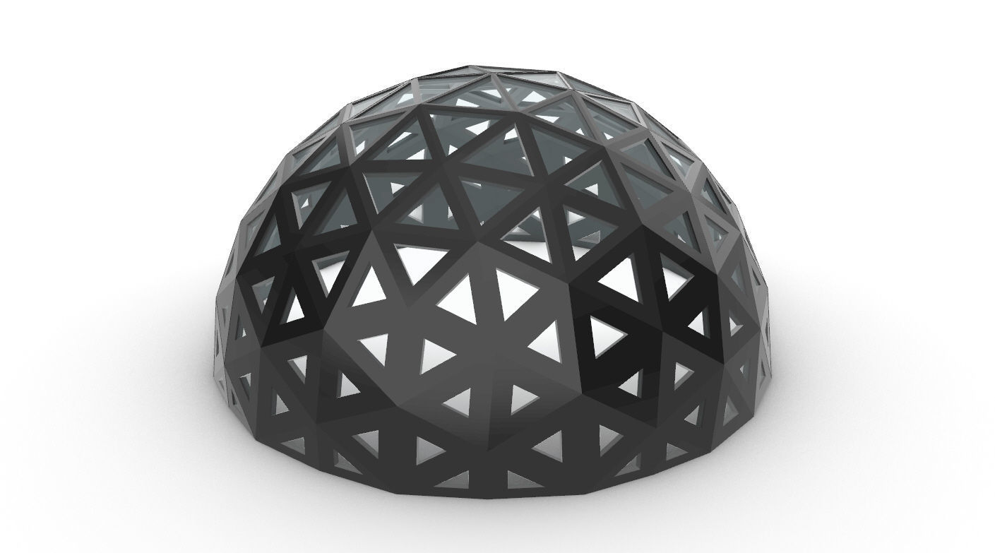 Geodesic Dome with Dynamic Perforations and glass panels 3D model_41