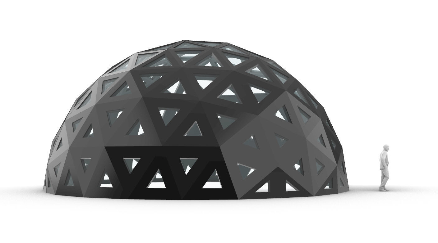 Geodesic Dome with Dynamic Perforations and glass panels 3D model_60