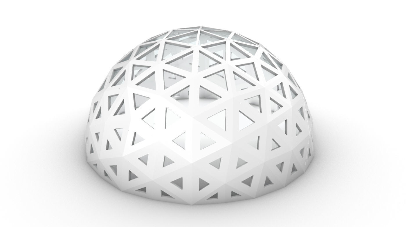 Geodesic Dome with Dynamic Perforations and glass panels 3D model_46