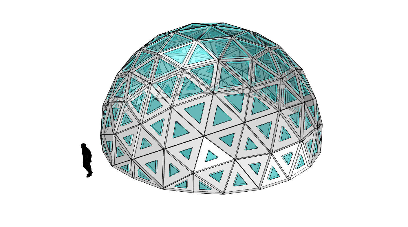 Geodesic Dome with Dynamic Perforations and glass panels 3D model_11