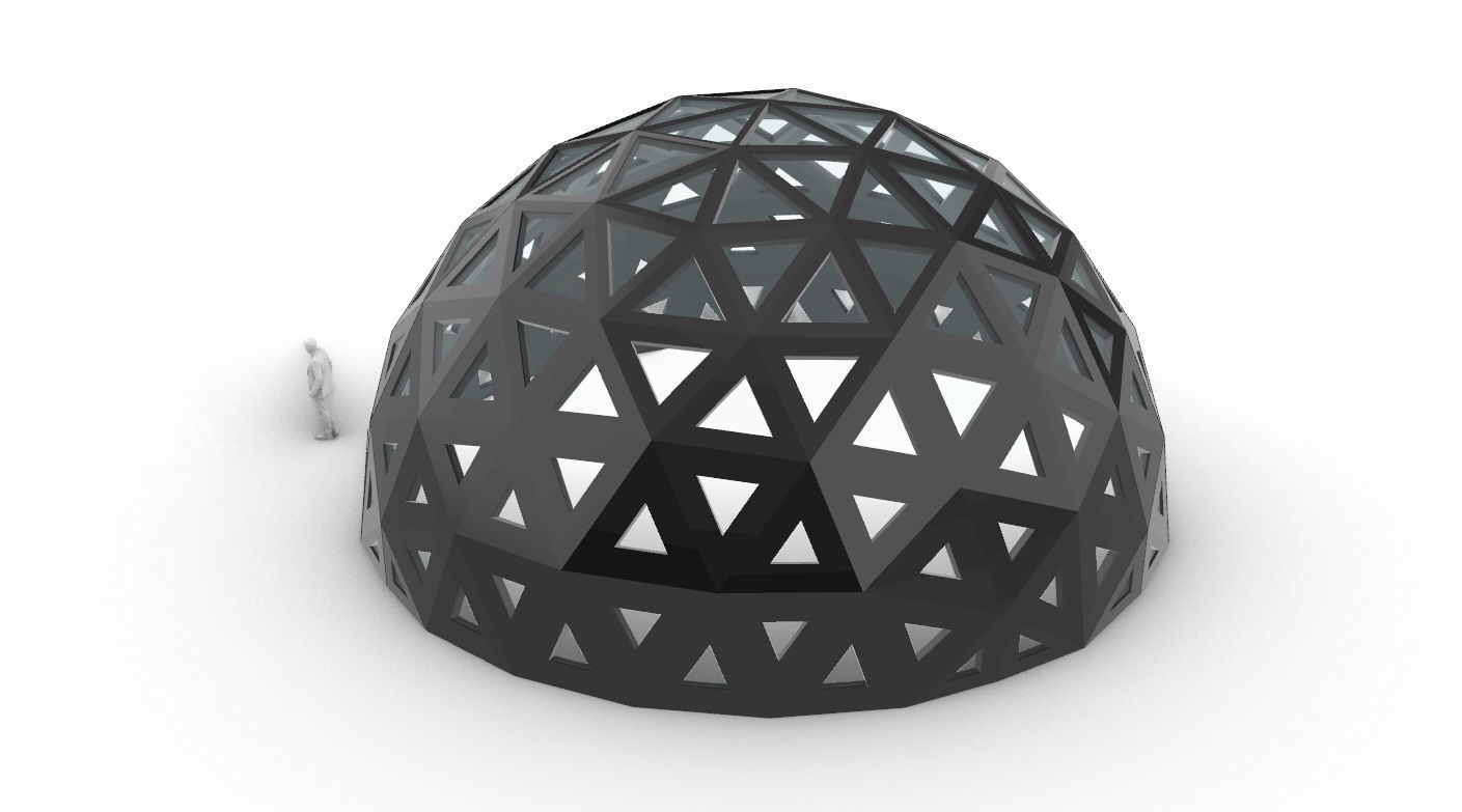 Geodesic Dome with Dynamic Perforations and glass panels 3D model_21