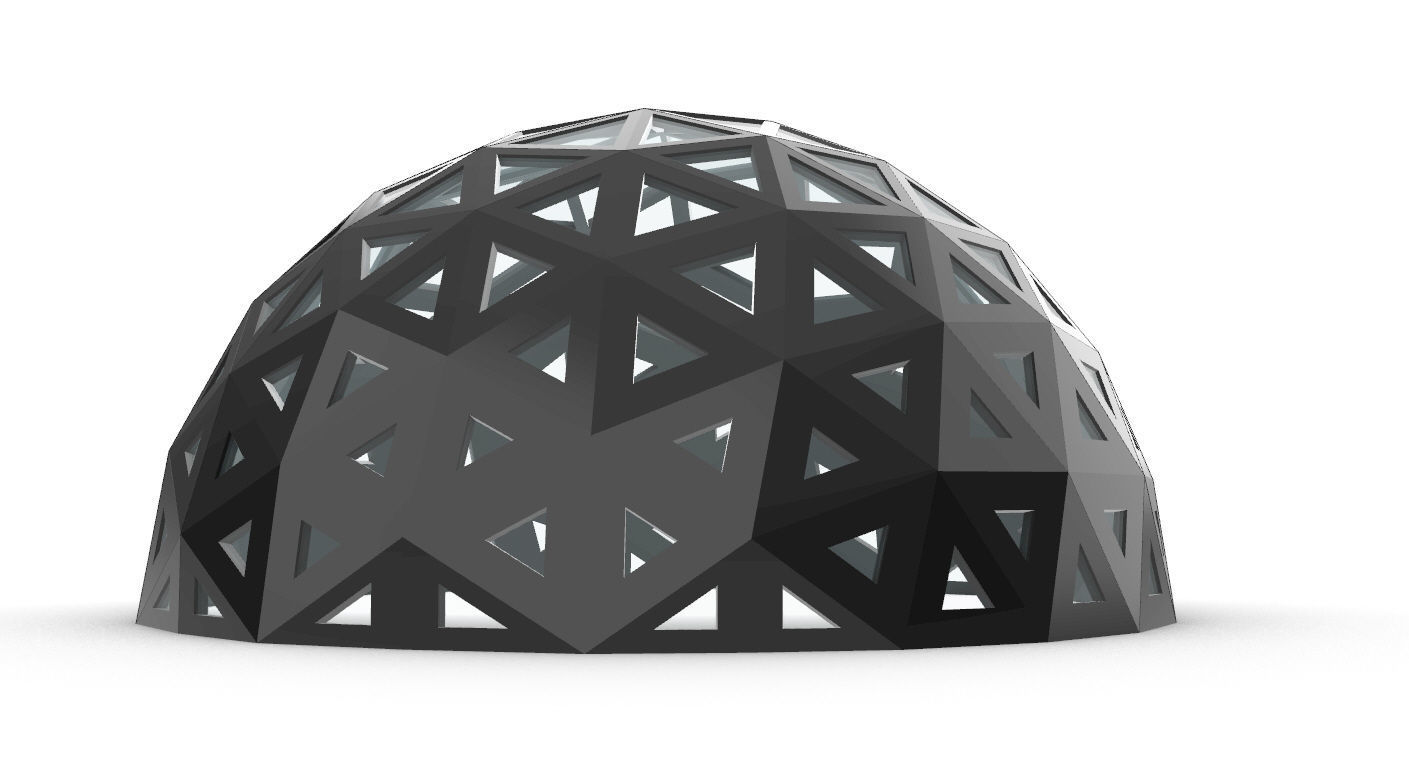 Geodesic Dome with Dynamic Perforations and glass panels 3D model_44